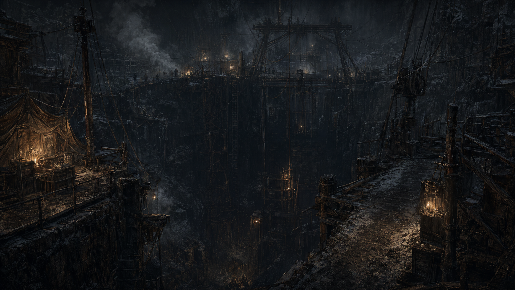 The main bore descending through dark ice
